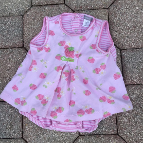 Carter’s Pink Strawberry Striped With Daisies - Picture 1 of 3